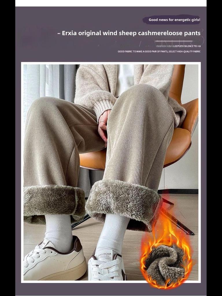 Dámské manšestrové kalhoty s širokými nohavicemi - Dostupné se sametovou podšívkou nebo bez ní, tyto silné, hřejivé kalhoty jsou ideální na podzim a zimu.