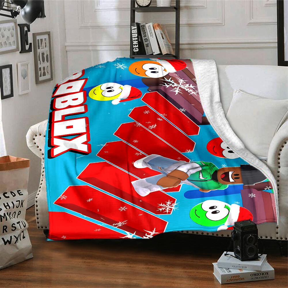 1Pc Roblox Winter Wonderland Blanket Soft Throw Blanket For Home Bedroom Bed Sofa Travel Office Solid Christmas Blanket
