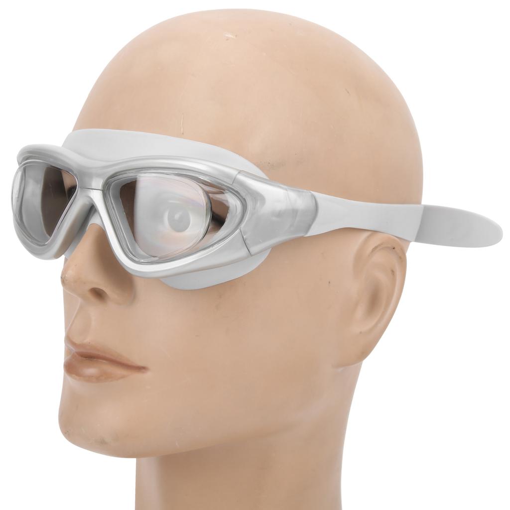 Adult Swimming Goggles AntiFog Lens UV Protection No Leaking Electroplating Swim Glasses(Greyish White )
