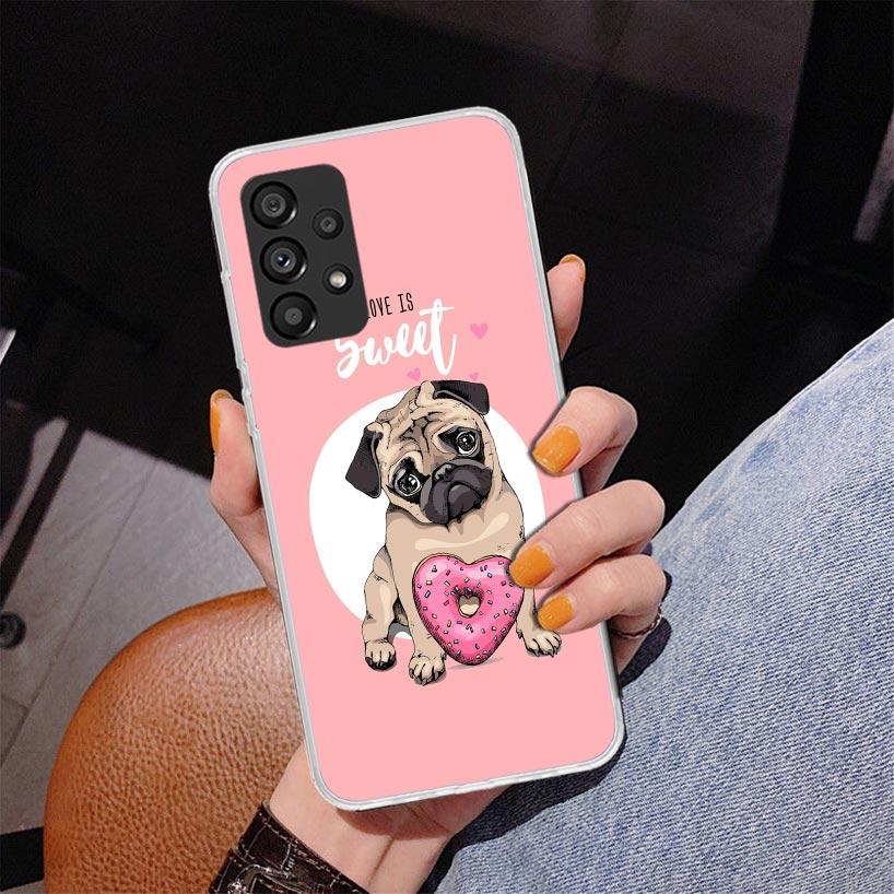Love Pugs Cute Dog Phone Case For Samsung Galaxy A17 A16 A15 A14 A13 A57 A56 A55 A54 A53 A37 A36 A35 A34 A33 A26 A25 A24 A23 Gal