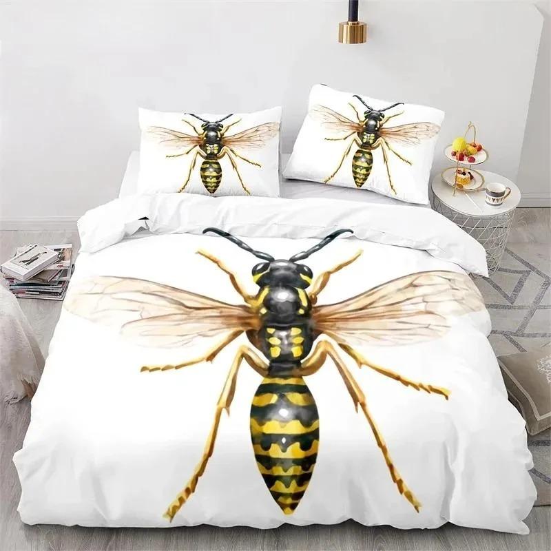 

Комплект одеяла из 2/3 предметов (Нет ядра), Постельный комплект с рисунком пчел, пододеяльник и наволочки для мальчика и девочки, размер двуспальной кровати, украшение для спальни 135x200cm