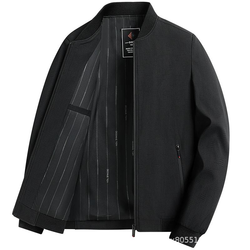 Civil Servant Executive Jacket Men Spring and Autumn Middle-aged Dad Business Baseball Collar Texture Jacket