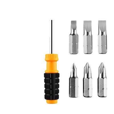 6 In 1 Retractable Screwdriver Set 4.5/5.5/6mm PH0 PH1 PH2 Screws Bits With Non Slip Handle Portable Multi-Functional Repair Kit
