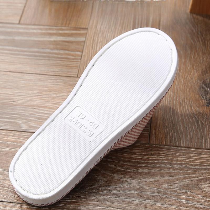 Gestreifte Damen Hausschuhe Hausschuhe Flip Flops Frau Weiche Sohle Indoor-Hausschuhe Offene Zehenpartie Paarschuhe