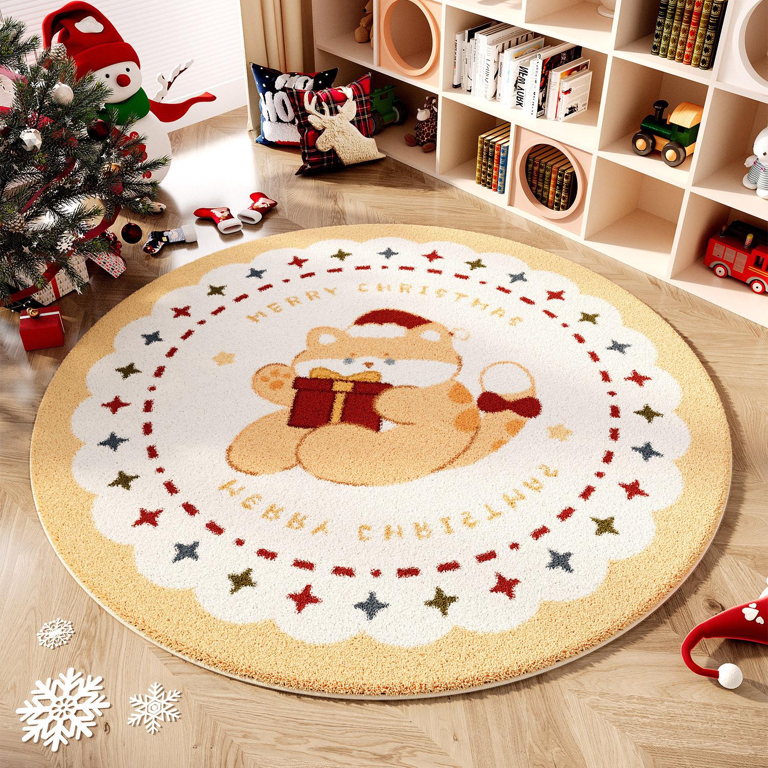 

Imitation Cashmere Carpet Bedroom Dirt-resistant and Easy To Take Care of Imitation Cashmere Carpet Household Christmas Decorative Floor Mats 60 * 60cm
