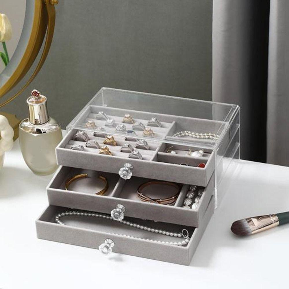 Large Capacity Acrylic Jewelry Organizer Stackable Drawer Jewelry Box Jewelry Display Box  Desktop