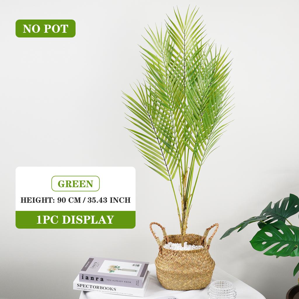 Large Artificial Palm Tree 80-125cm Fake Monstera Plant Tropical Fern Leaves for Home Garden Decor Plastic Outdoor Plants