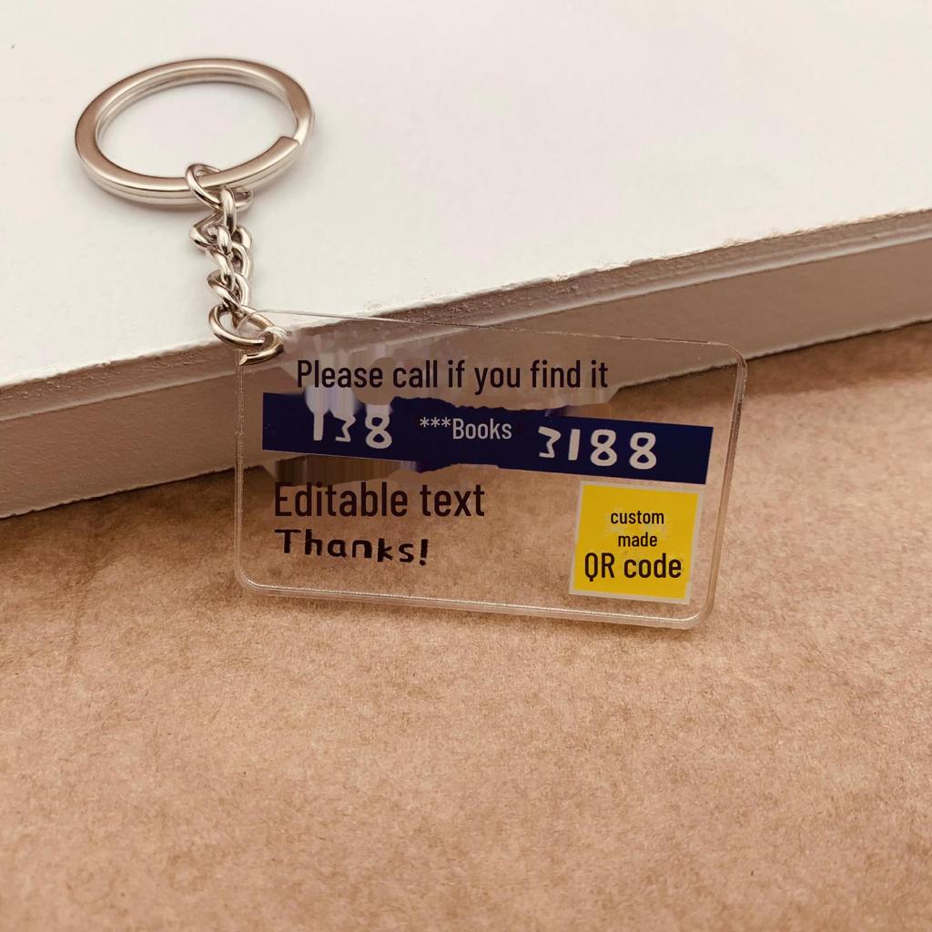 Creative Acrylic QR Code Keychain & Contact Card Pendant – Lost & Found Accessory for School Bags