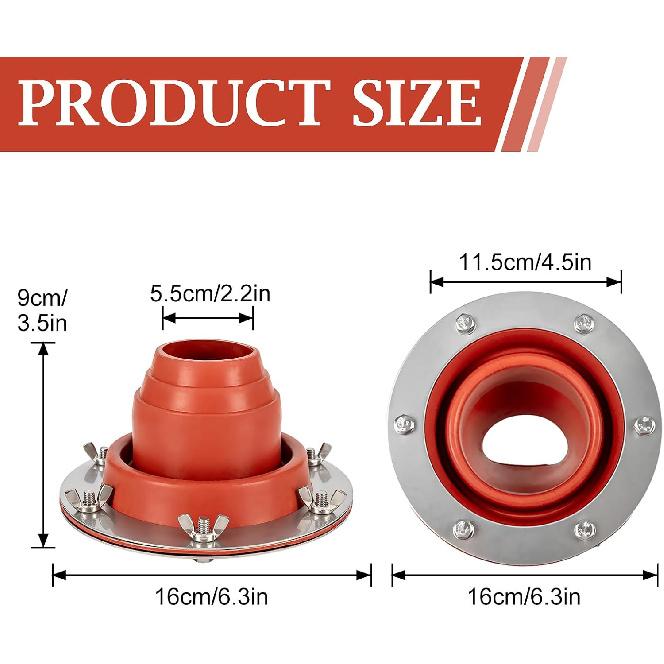 Tent Stove Jack Kit, Silicone High Temp Flexible Roof Jack Pipe Boot Metal Roofing Pipe Flashing, Tent Roof Stove Jack Kit for Bell Tent,Yurt,Wood