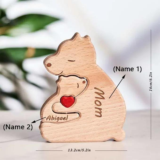 Customizable 3D Wooden Bear Art Decor Laser-Cut Handcrafted Warm Sentimental Gift for Mom Family Friends This Christmas