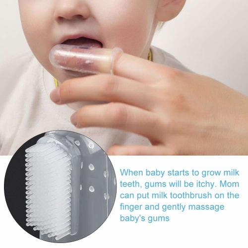 Baby Finger Toothbrush, Silicone Finger Toothbrush for Toddlers (Pink Shell)