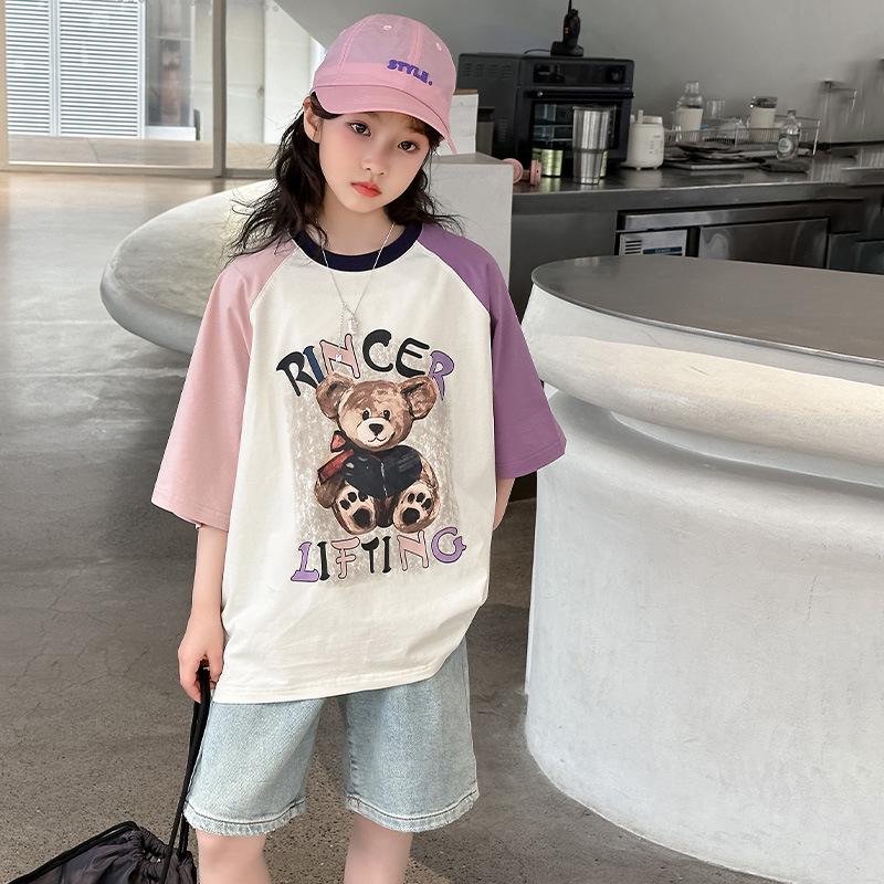 

Детская мультяшная летняя футболка с коротким рукавом - 2025 Повседневный топ 150 cm