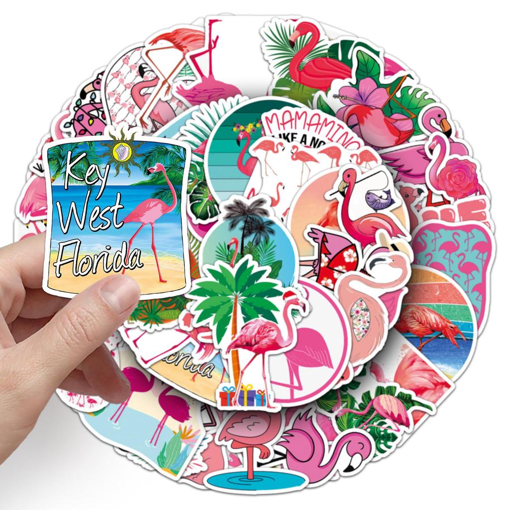50 Flamingo Graffiti Cartoon Animal Stickers for DIY: Suitcases, Phones, Water Cups, Cars