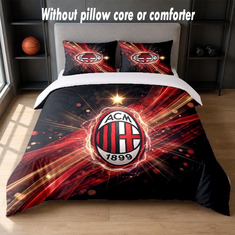 AC Milan Design Bed Bedding Set 1 Duvet Cover + 2 Pillowcases Soft Breathable Household Bed Linens