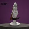 Statua di Falciatore della Morte Gotico Stampata in 3D Donna con Cappuccio, Statuetta, Scultura Decorazione di Halloween Decorazione per Feste per Casa Ufficio Scrivania