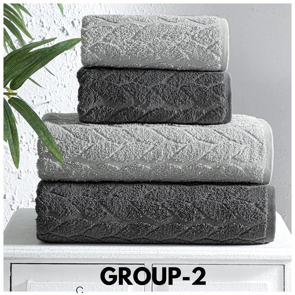 Set of 4..100% Cotton Hand Face Hair Bath Towel Set..2 Pcs 50x90 Cm Hand-Face Towel+2 Pcs 70x140 Cm Bath Towel 100% Soft Cotton, Super Water Absorbent