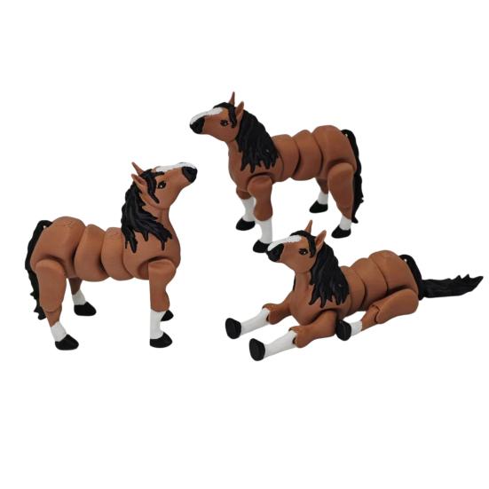3D Printed Horse Figurine Movable Joints Simulation Horse Figure Stress Relief Articulated Animal Fidget Toy Desktop Decoration Ornament