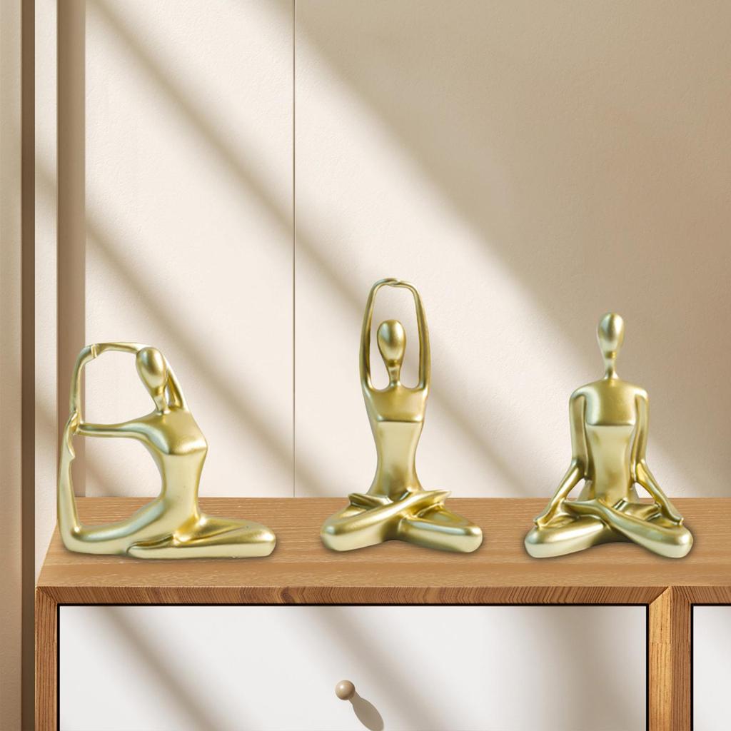 3x Yoga-Figuren, Sammlerstücke aus Kunstharz, Yoga-Statuen für Frauen, ideal als Dekoration für Schlafzimmer, Tisch, Regal oder Wohnzimmer.