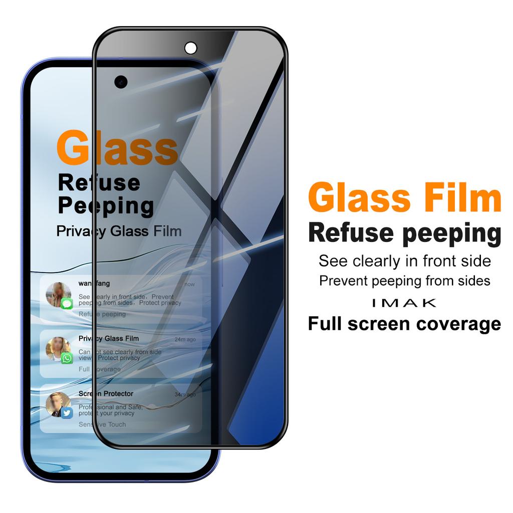 For Google Pixel 10a Glass IMAK 3D Curved Privacy Tempered Glass Full Screen Coverage Film