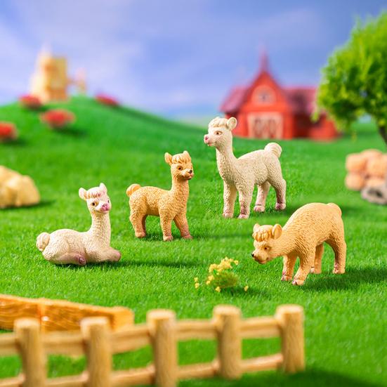 5 Buc Miniaturi Alpaca Mini Figurine Alpaca Statuete Miniaturale de Colecție Animale pentru Grădină Zână Micro Peisaj DIY Artizanat
