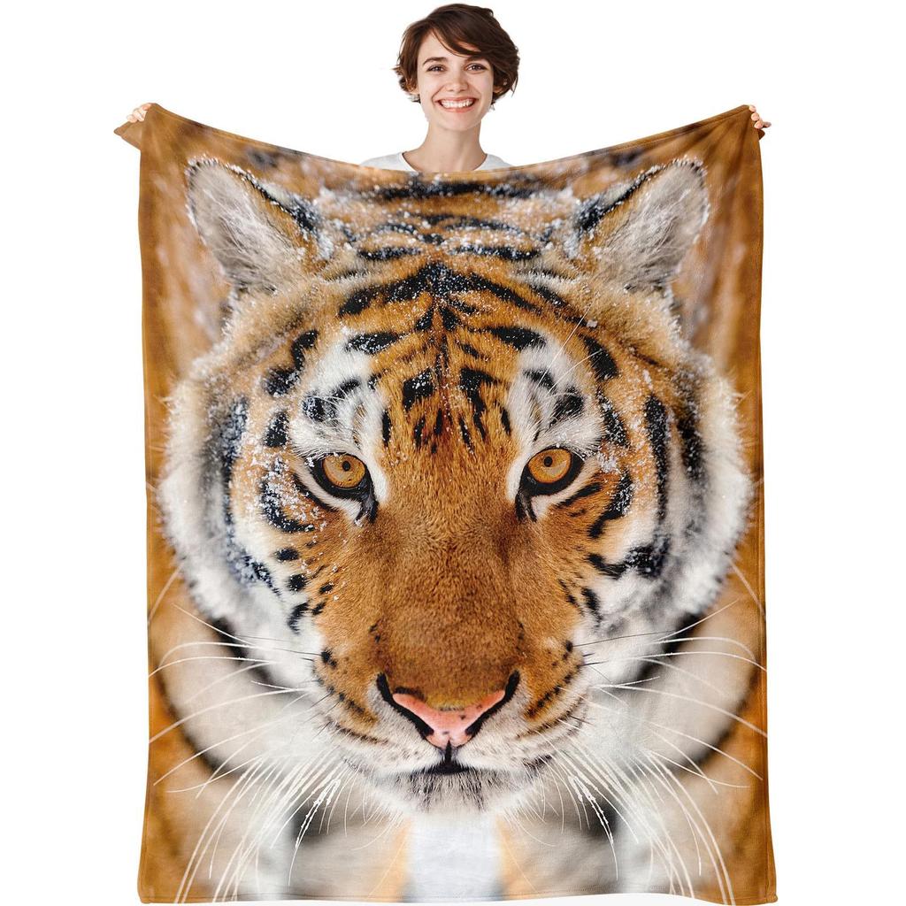 Tiger Print Flannel Blanket Comfortable Soft Flannel Blanket Animal 3D High Definition Print Home Blanket
