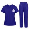 3Xl Men'S And Women'S Casual Loose Large Size Wind Hand Washing Clothes Doctor Nurse Clothes Work Clothes Solid Color Set Short Sleeves