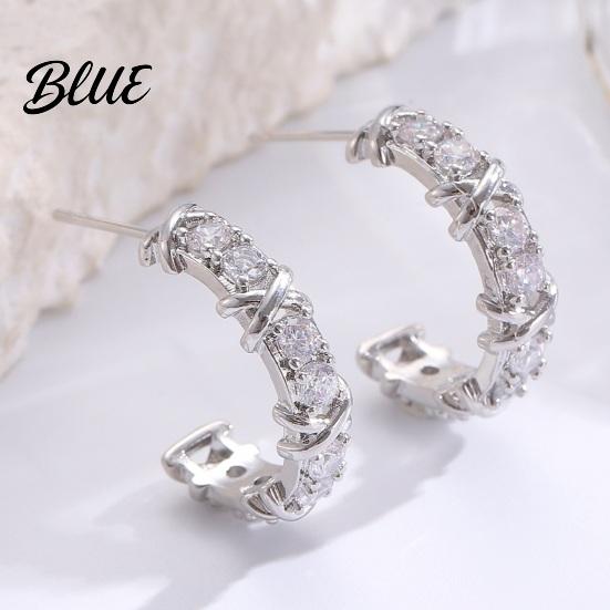 Two-tone Earrings 1 Pair Women C-Ring Shape Ear Buckle Design