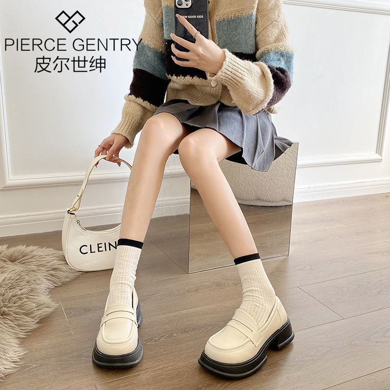 Soft-soled retro British style autumn and winter women's 2025 new round head versatile thick-soled heightening loafers