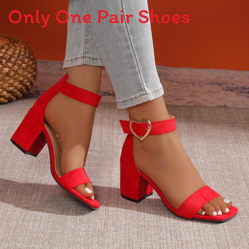 Rome Sandals For Women Summer Pu Material With Block Heel And Buckle Closure