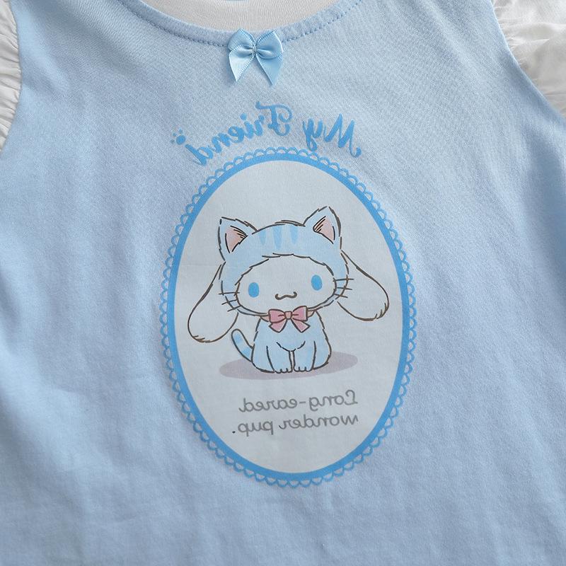 Girls' Summer Pajama Set: Cute Lantern Pumpkin Pants and Tulip Vest