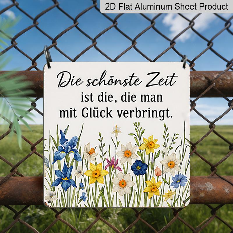 

2D Flat, 1pc, Vintage Metal Sign, Decorative Plaque and Ornament, Featuring A Floral and Happiness Theme, Floral Art, Rustic Style, Suitable for 20*20cm