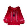 Retro Ethnic Style Lantern Sleeve Shirt Tassel Embroider