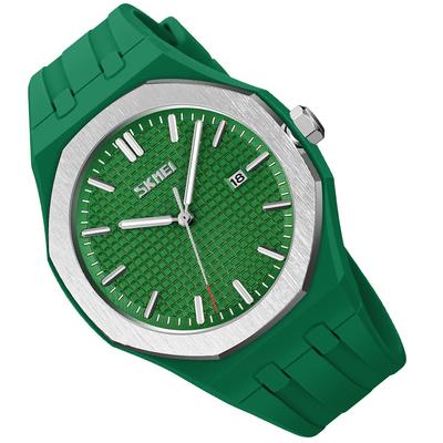 SKMEI Simple Analog Quartz Large Date Gift for High School Students Men's Watch, Design, Silicone, Sports, Waterproof, Stylish, Casual, Movement,