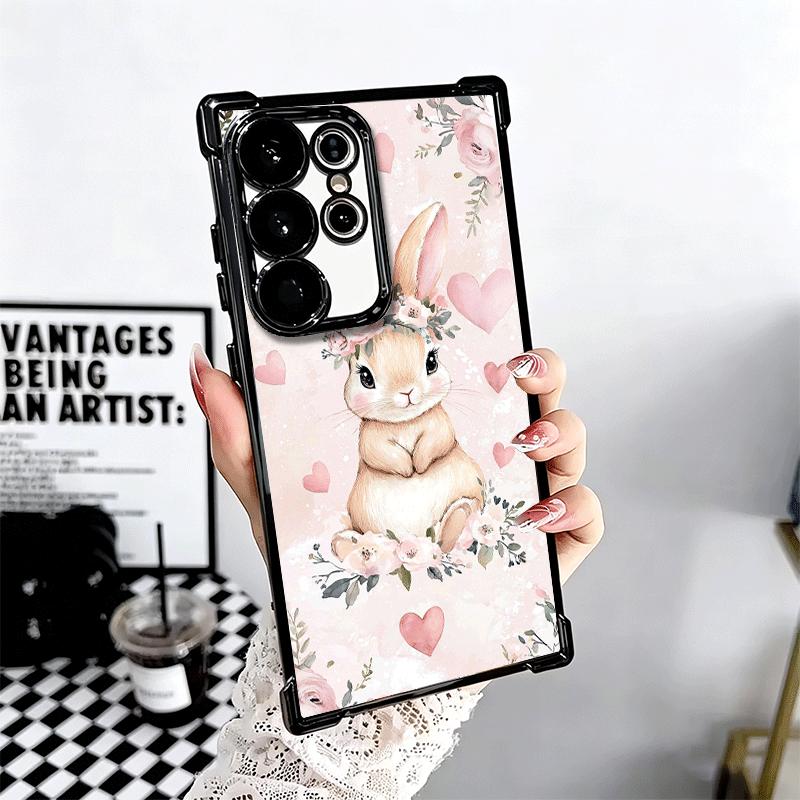 Cute Cartoon Bunny Rabbit Plating Phone Case For Samsung Galaxy S24 S25 FE S26 Edge S23 Ultra S22 S21 Plus S20 Anti-Fall Airabag