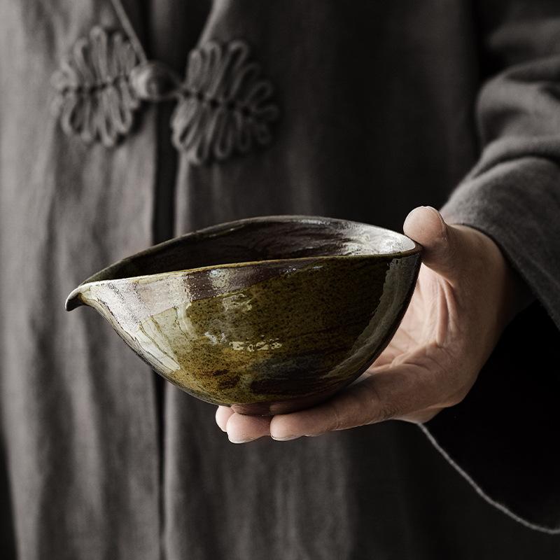 Old Rock Coarse Pottery Matcha Chawan Tea Bowl Japanese Matcha Mixing Bowl Kitchen Tool Teaware Chinese Kungfu Tea Dispenser