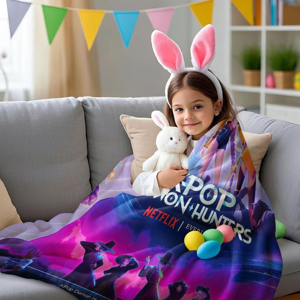 K-Pop Huntrix&Saja Boys Stage-style Blanket Hot Anime Soft Warm Flannel Throw Fan Gift for Living Room Sofa Bed Cover Camping