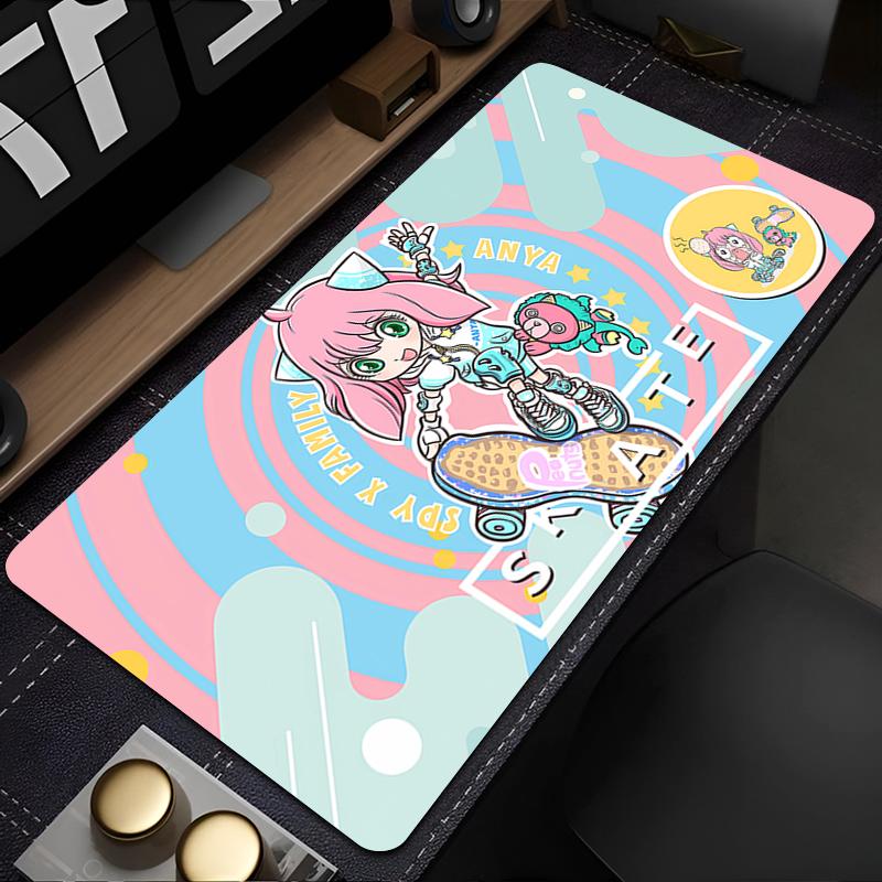 Gaming Mouse Pad Large Desk Mat Antislip Rubber Base Stitched Edges Halloween Anime Family Print for Gaming Office Desk
