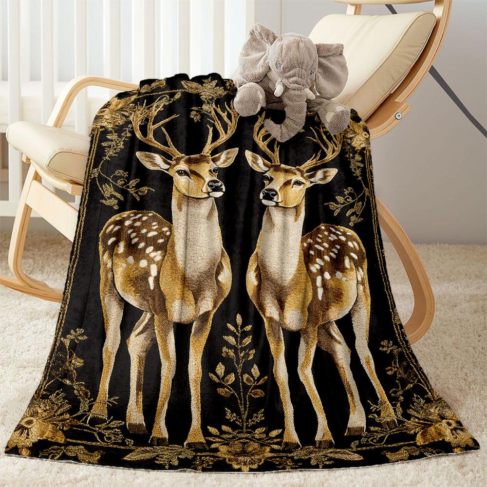 Deer Blanket Durable Comfort Great for Bedding Office Chair Bed for All Seasons Playful Design Suitable for Gifting Relatives and Friends