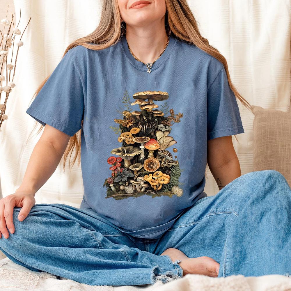 Goblincore Mushroom Comfort Shirts Nature Lover Plant Lover Dark Cottagecore Aesthetic Shirt Casual Daily Y2K Top Streetwear