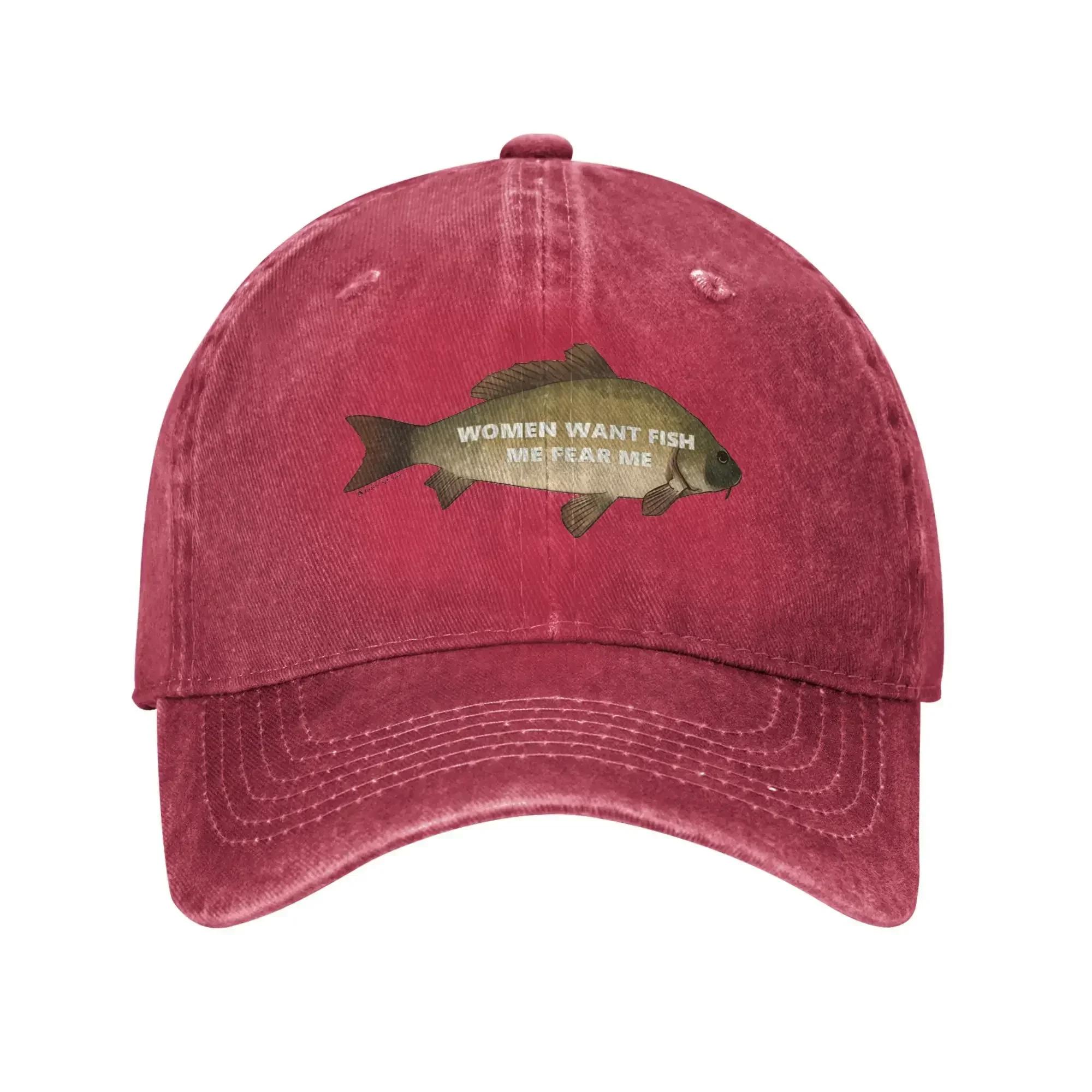 

Women Want Me Fish Fear Me Casual Baseball Cap For Women Unisex Spring Outdoor Gym Trucker Hat Design High Quality Snapback Cap One Size