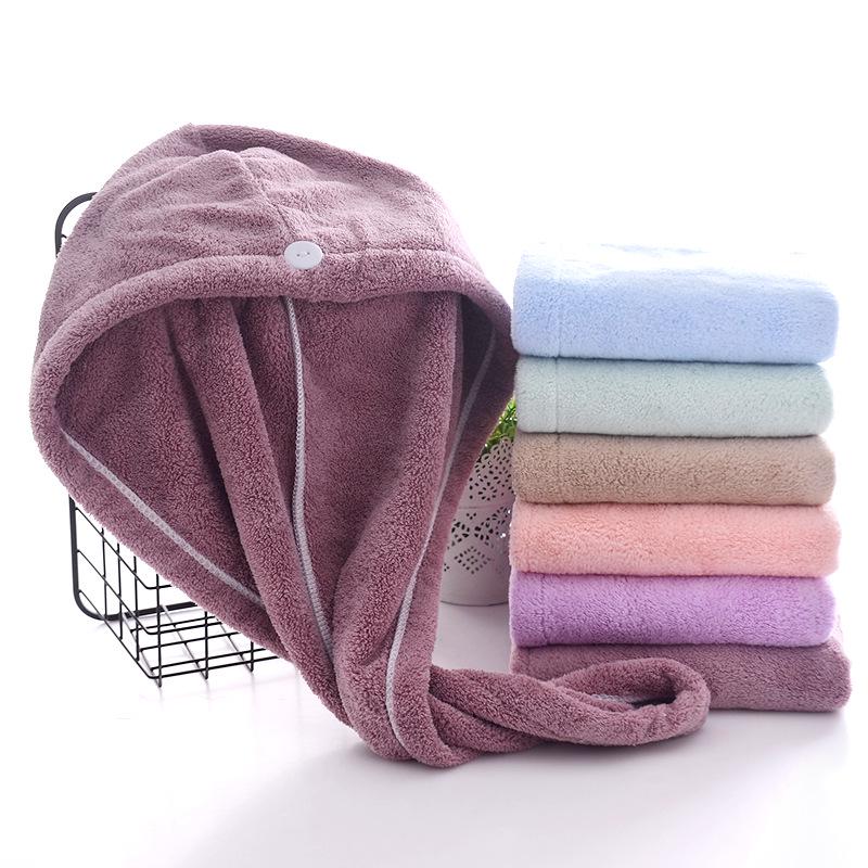 Soft Absorbent Coral Fleece Hair Towel & Cute Shower Cap Headband