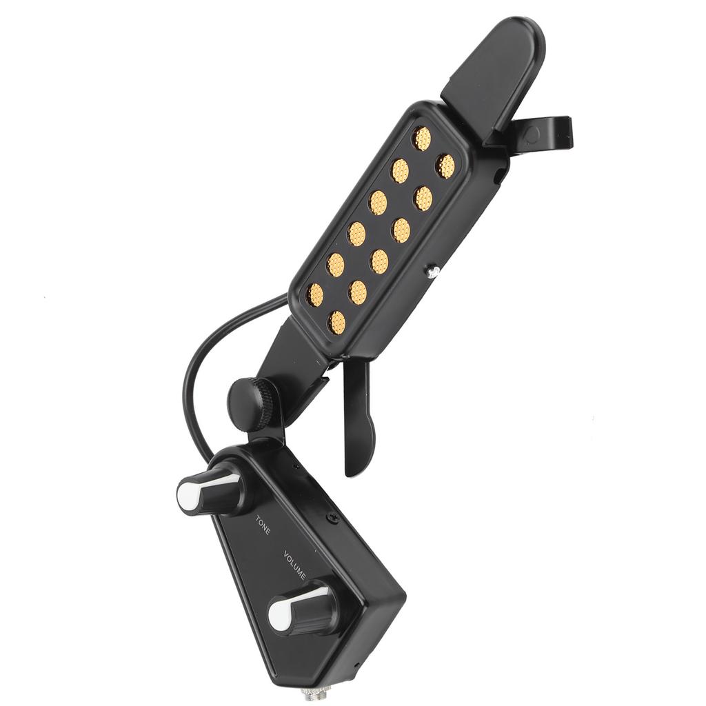 Akustikgitarre Elektrischer Tonabnehmer Clip-On Schallloch-Tonabnehmer Vorverstärker mit Lautstärkeregler(Schwarz )