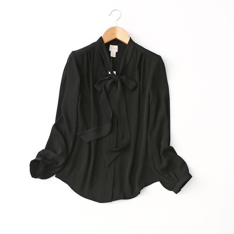 

Export Export Elegant Elegance Neckline Streamer Long Sleeve Tops Women s Spring and Summer Flocking Dot Double-Layer Chiffon Shirt Black 3 (Bust size 120)