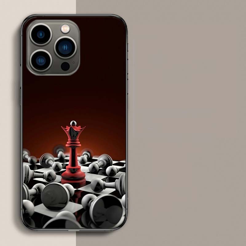 Schachkönig Königin Turm Handyhülle Für Apple Iphone 16E 16 17 Pro Max Air 15 Pro 14 Plus 12 13 Mini Hülle Niedliche Fundas Sili