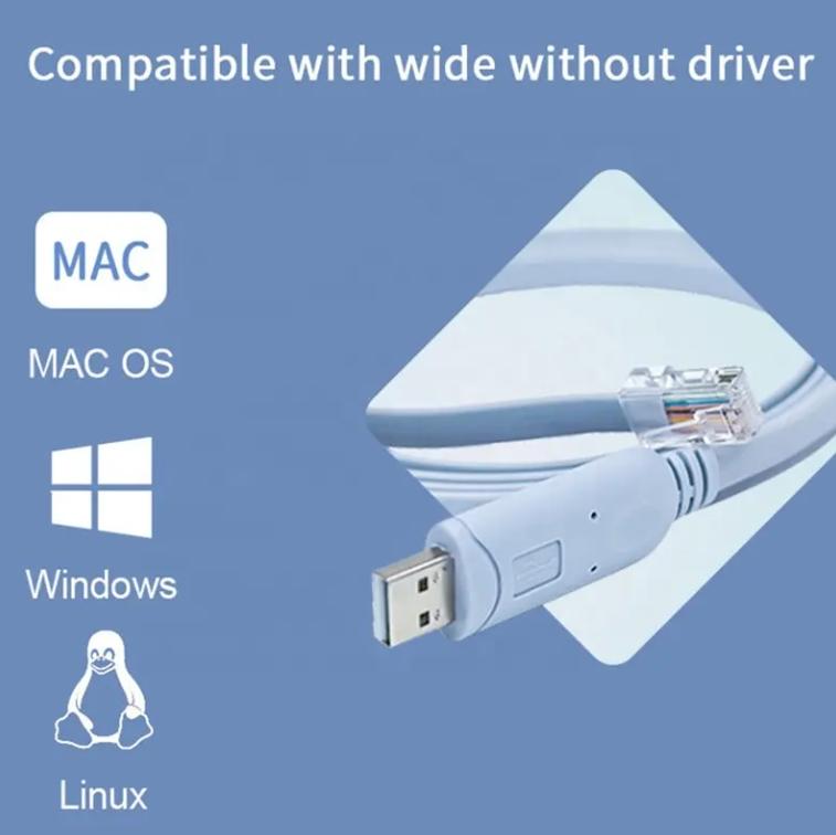 Blue FTDI Router Control Cable Usb Ftdi Serial Usb Rs232 Console Usb To Rj45 Console Cable