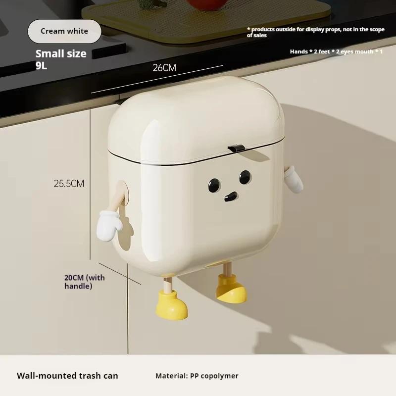 

Настенный мусорный бак, не требующий перфорации, кухонный мусорный бак для ванной комнаты, мультяшный подвесной мусорный бак с крышкой, мусорное ведро для пищевых отходов