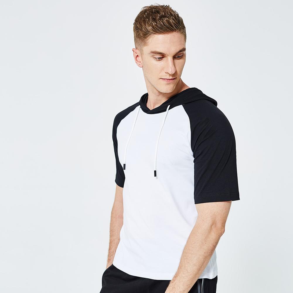 Толстовки с коротким рукавом мужские пэчворк летние толстовки с капюшоном рубашка повседневные хип-хоп толстовка мужские топы толстовка S