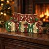 Decorative Holiday Signage Wooden Merry Christmas Sign 2D Flat Farmhouse Freestanding Table Centerpiece Small Keepsake Rustic Tiered Tray Decoration