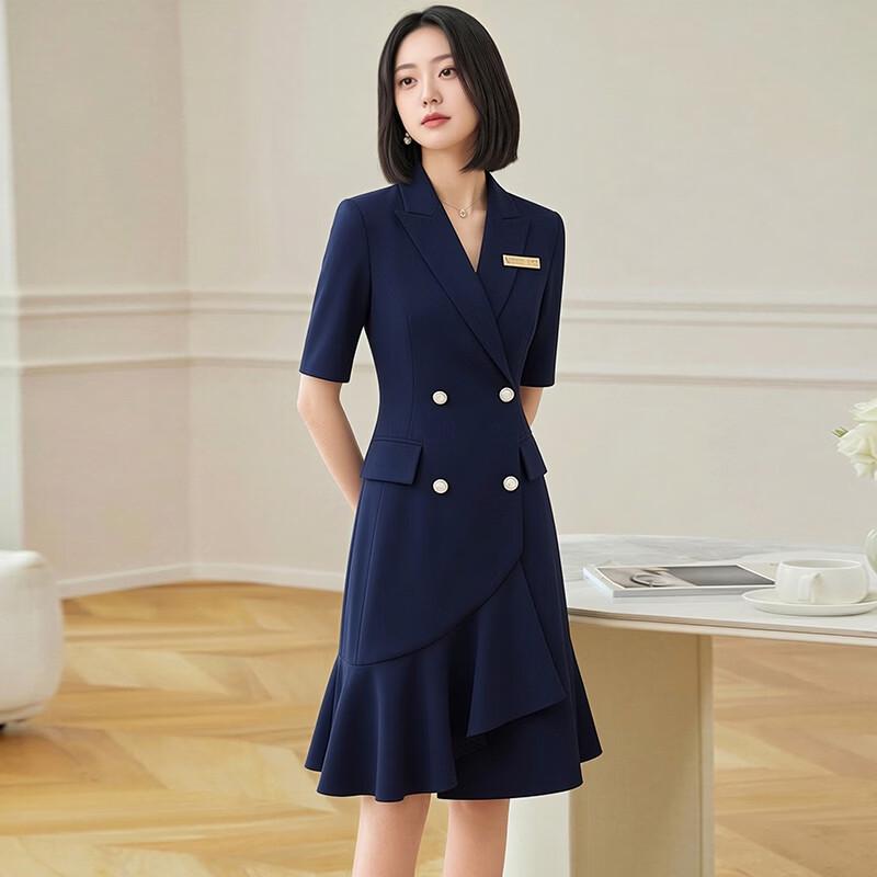 Women s Short-Sleeve Professional Uniform Dress 3XL