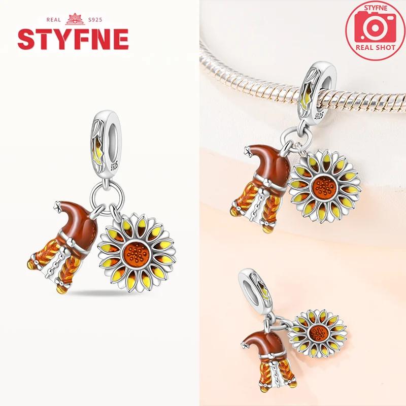 New Charm Copperorange Harvest Charms Pumpkin Heart Beads For Diy Original Bracelet For Women Fine Jewelry Making Gift